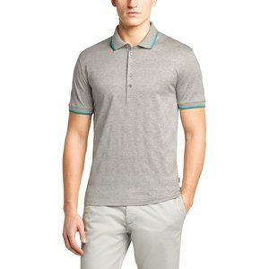 HUGO BOSS Gray Padrio Slim Fit Mercerized Cotton Polo Shirt Large